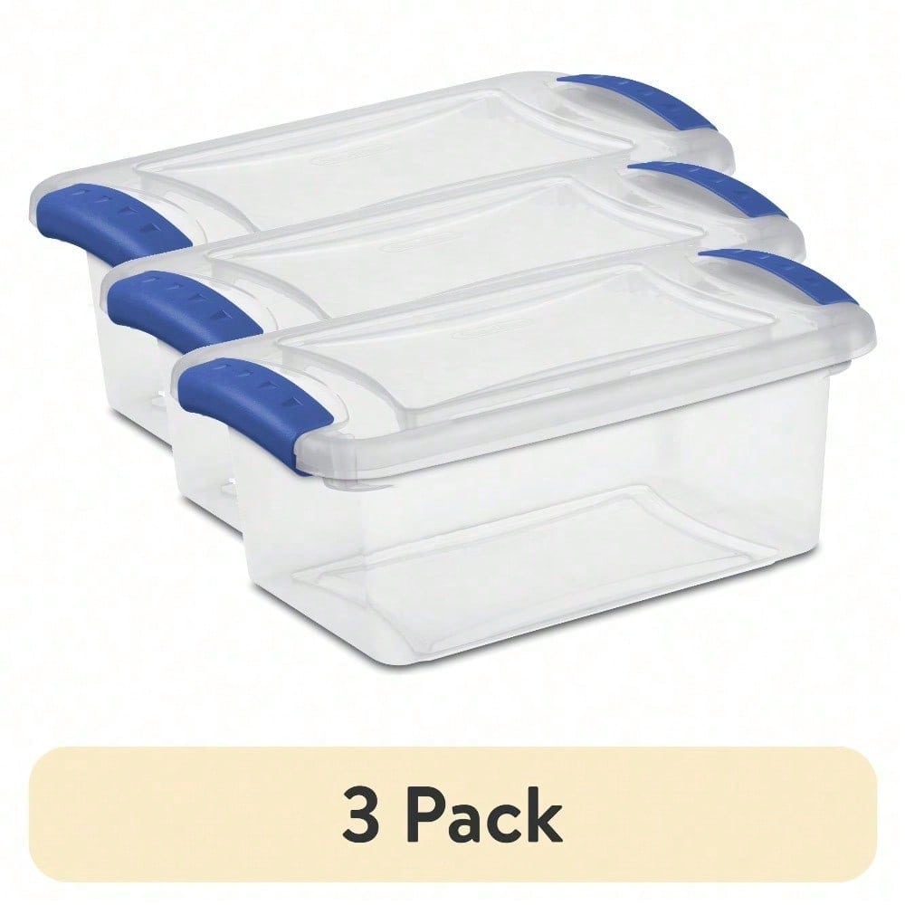Stackable Pantry Bin - 3-Pack 7 Quart Small Clear Plastic