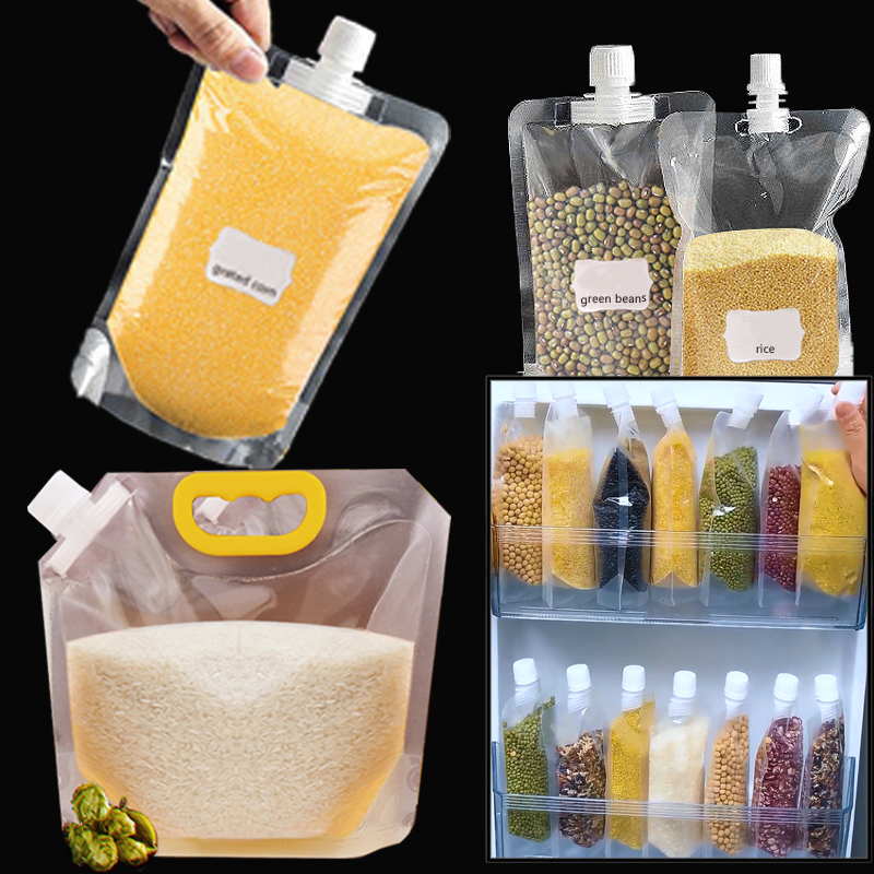 Food Storage Plastic Bag - 5/10pcs Stand Up Grain Seal Bag
