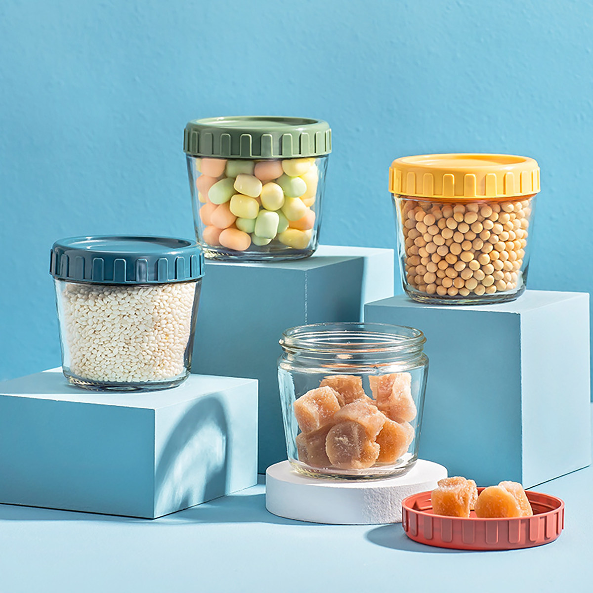Food Storage Airtight - 1Set Sealed Glass Food Storage Jar