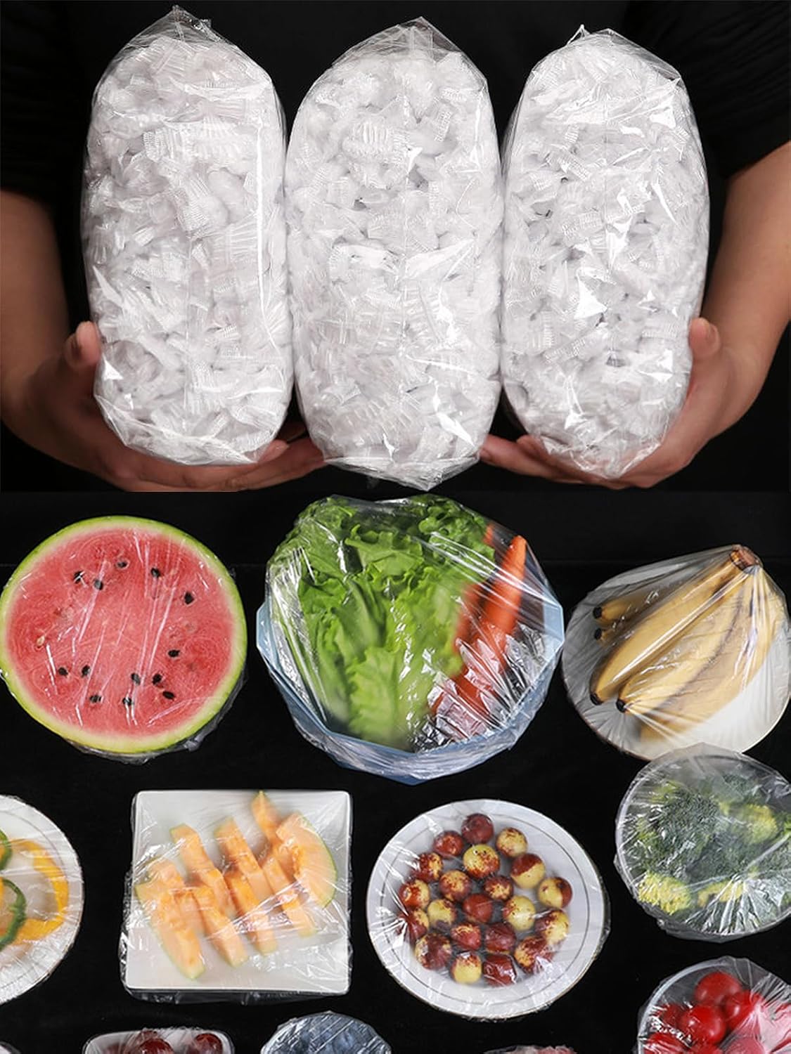 Food Storage Plastic Bag - 300PCS Elastic Food Covers, Stretchable Bowl
