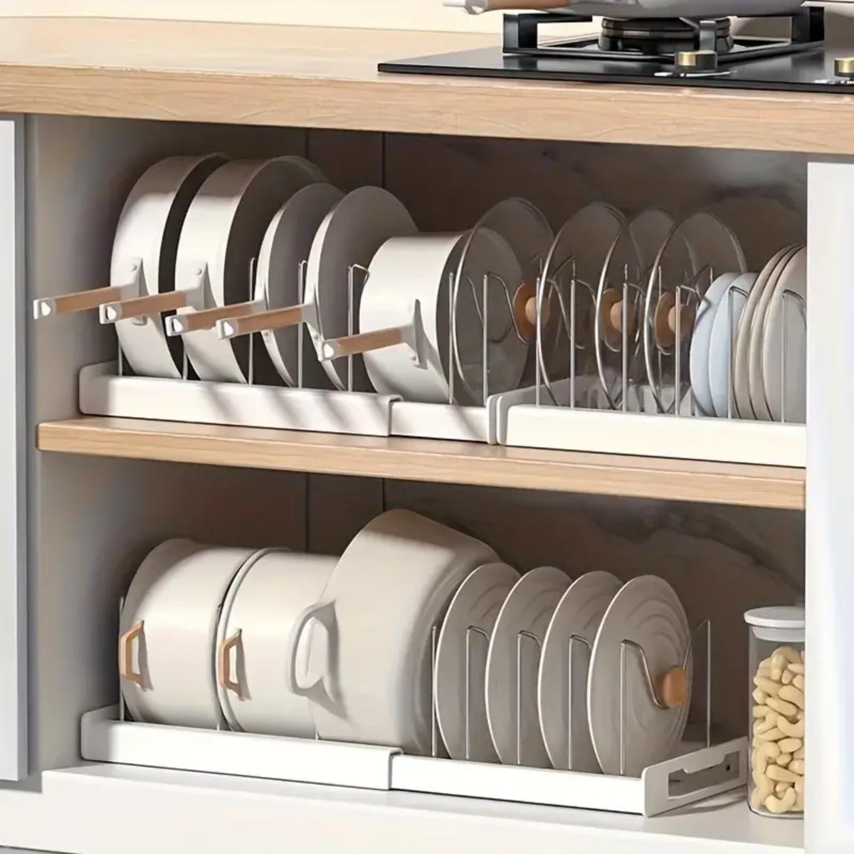 Food Storage With Colander - Expandable Kitchen Pot Pan Organizer under