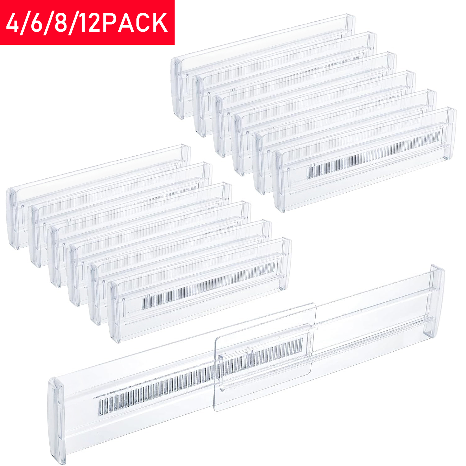 Food Storage For Room - 4/6/8/12 Pack Expandable Drawer Dividers, Drawer