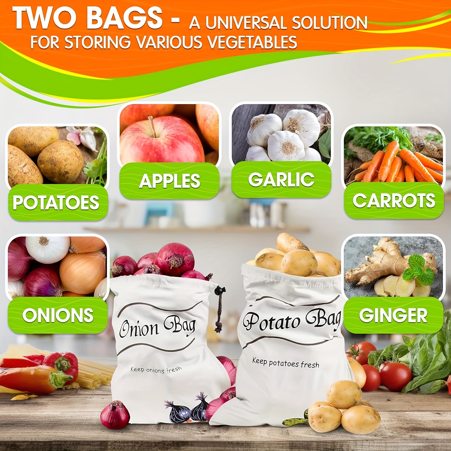 2pcs Reusable Vegetable Storag - Food Storage Roots recensione e prezzo