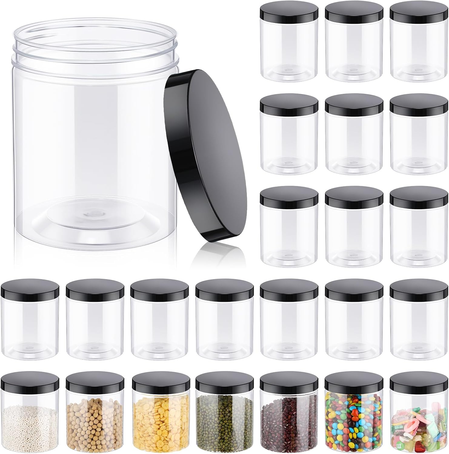 24 Pcs 16oz Plastic Jars with  - Food Storage Airtight recensione e prezzo