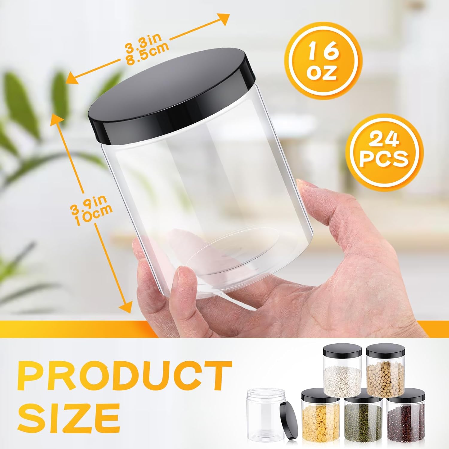 24 Pcs 16oz Plastic Jars with  - Food Storage Airtight recensione e prezzo