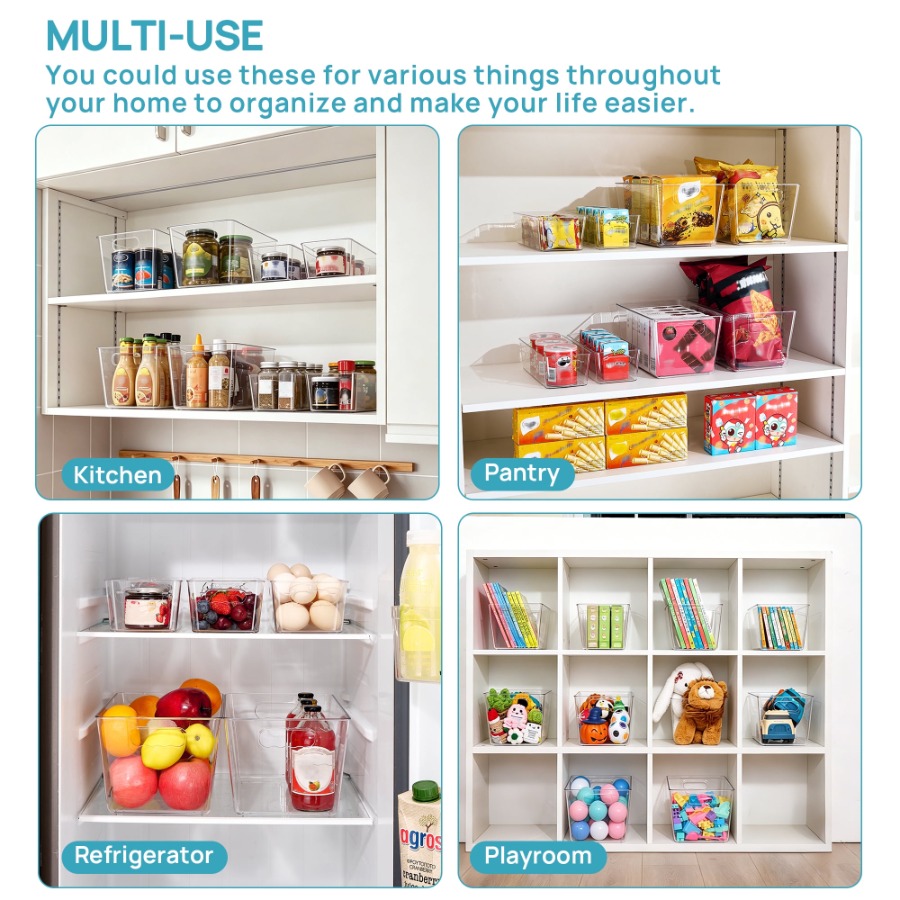 8 Pack Clear Plastic Storage B - Stackable Pantry Bin recensione e prezzo