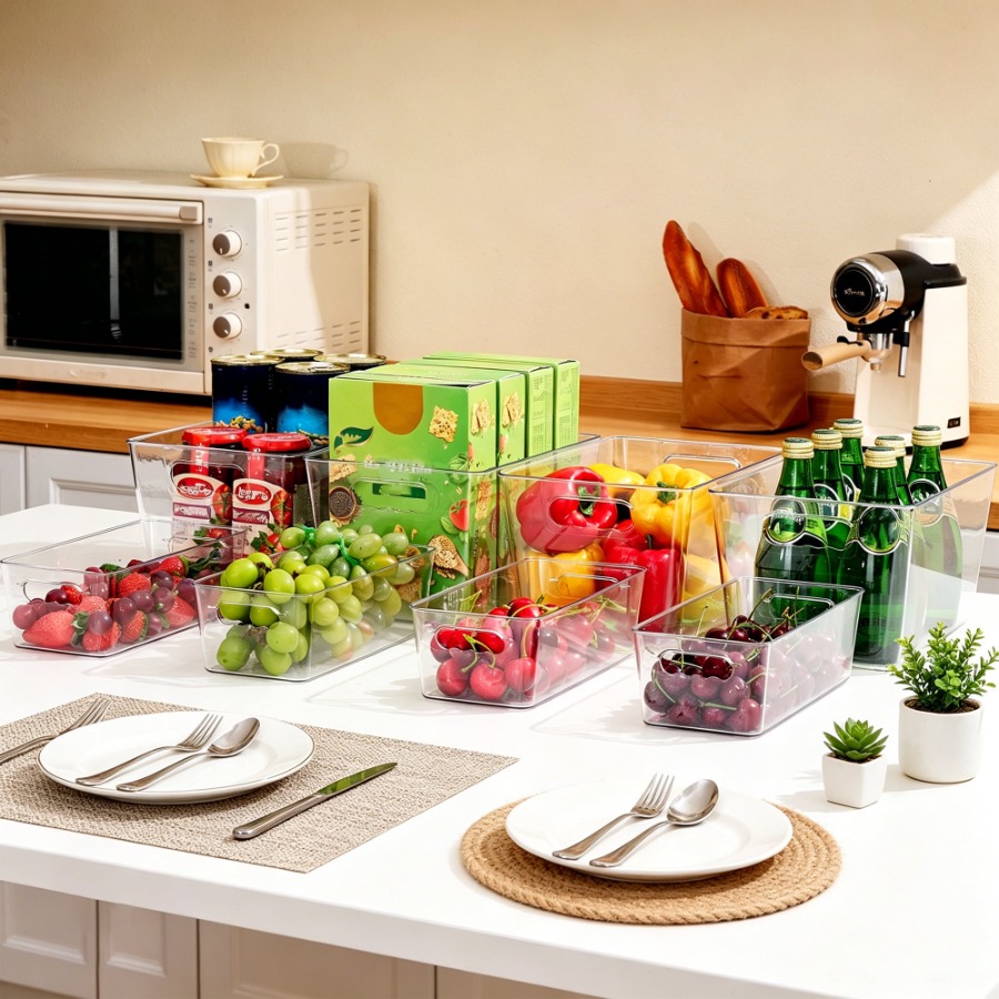 8 Pack Clear Plastic Storage B - Stackable Pantry Bin recensione e prezzo