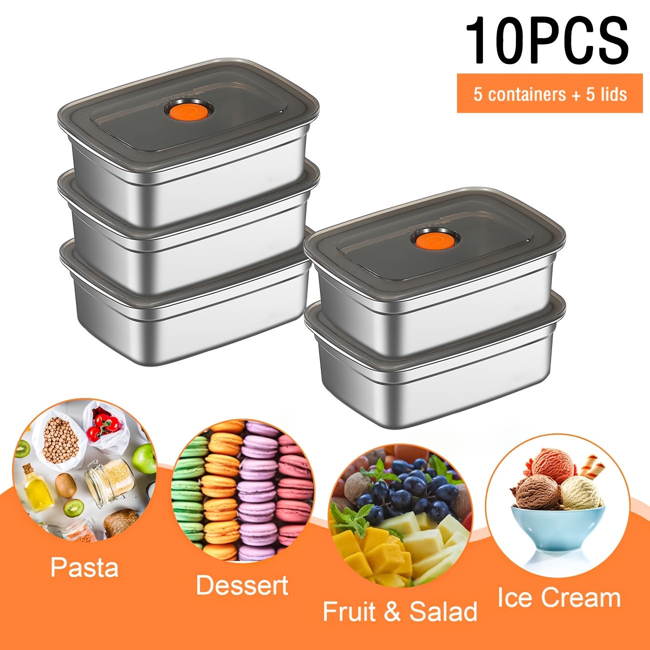 10-Piece Stainless Steel Food  - Food Storage Stainless Steel Containers recensione e prezzo