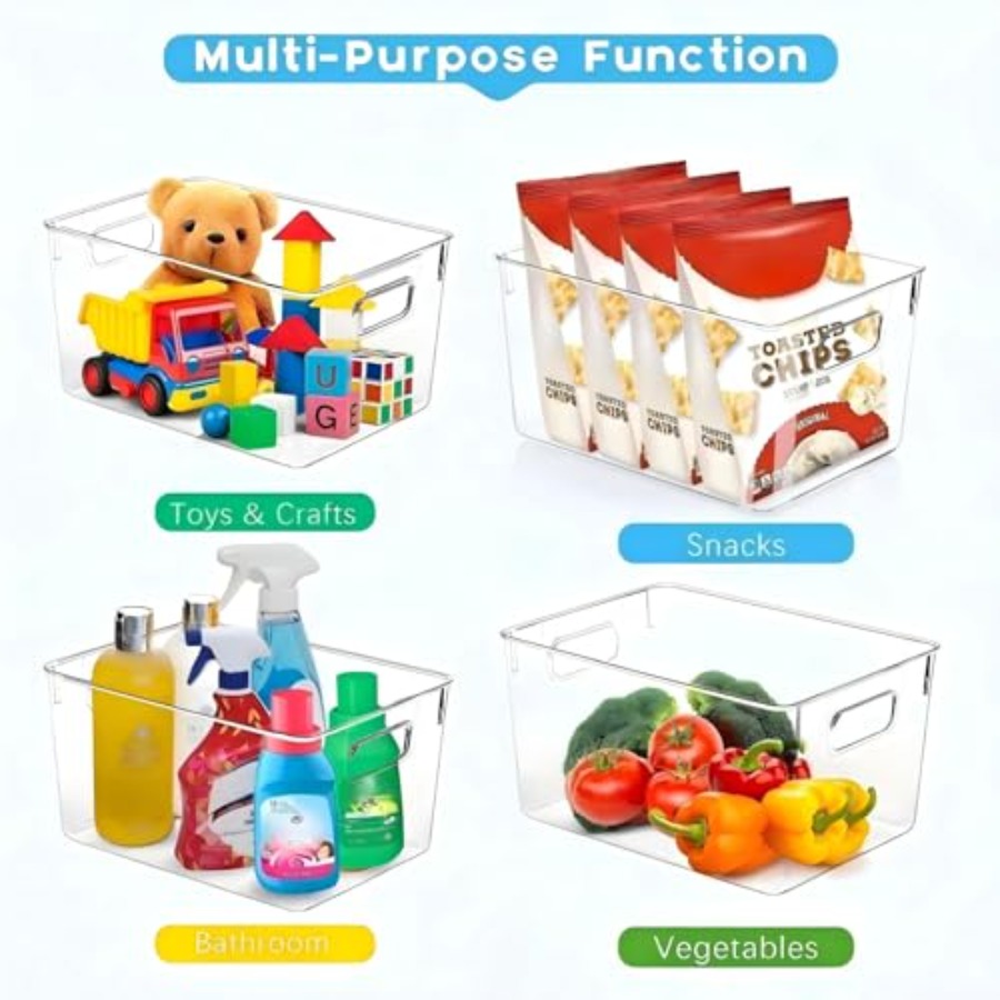 Set of 8 Clear Plastic Storage - Stackable Pantry Bin recensione e prezzo