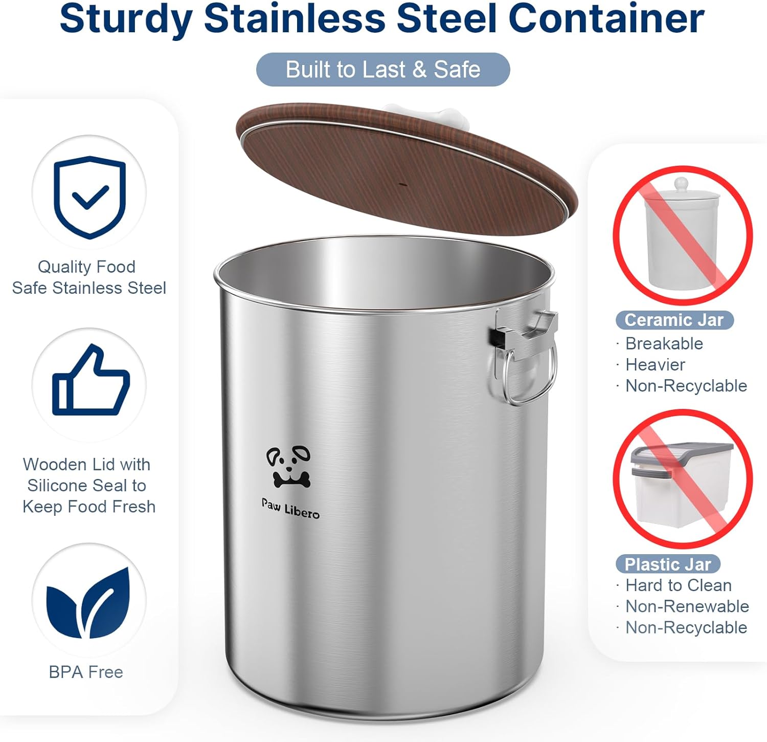 25 Lbs Stainless Steel Dog Foo - Food Storage Stainless Steel Containers recensione e prezzo