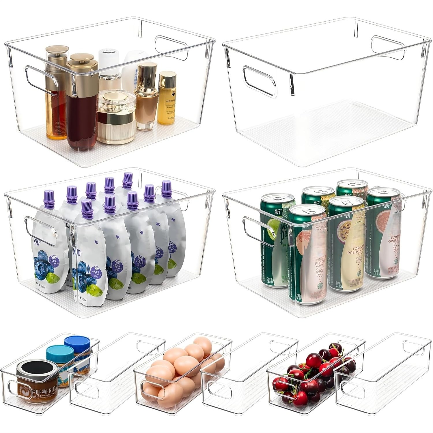 Clear Plastic Storage Bins, 10 - Stackable Pantry Bin recensione e prezzo