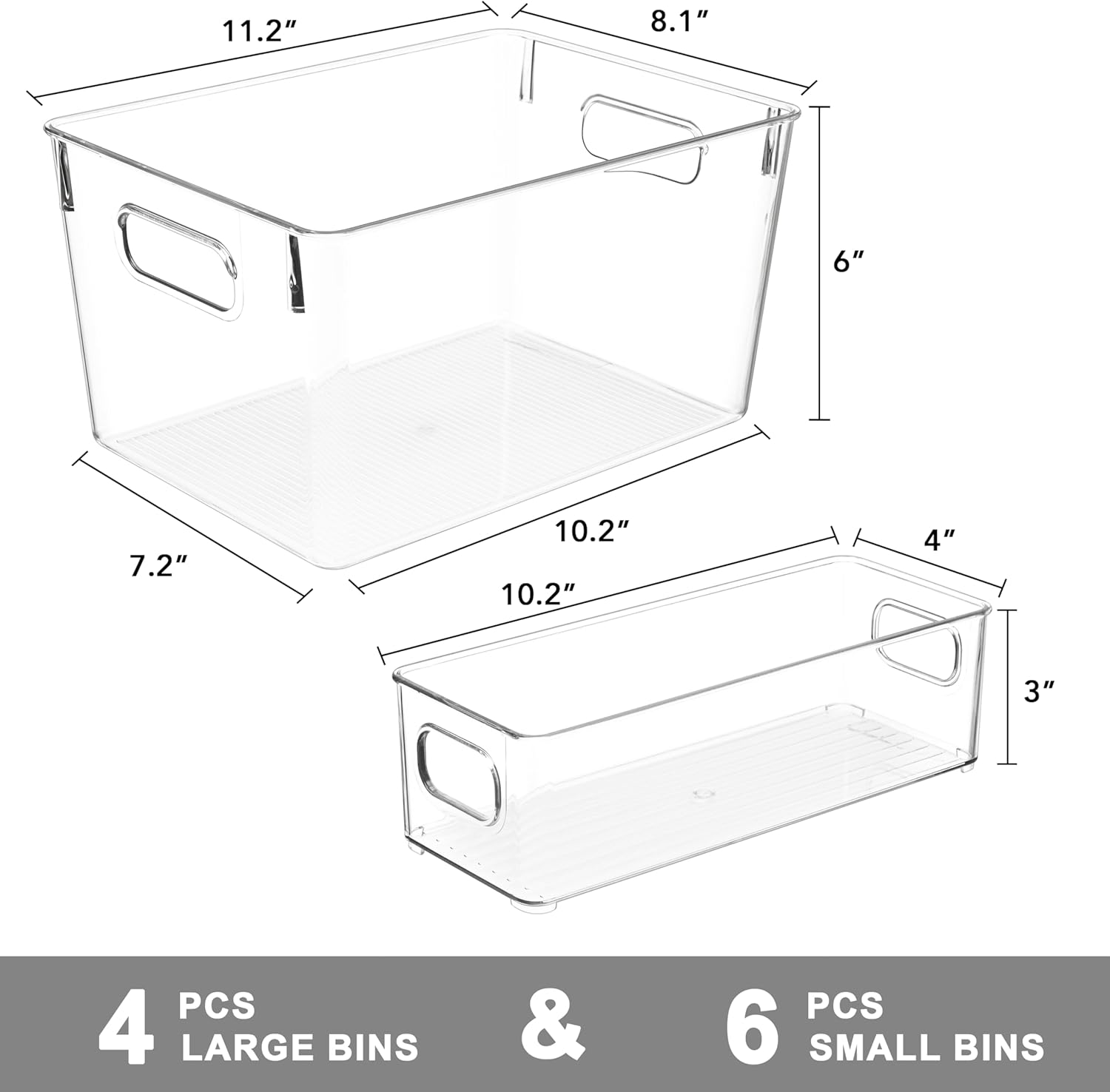 Clear Plastic Storage Bins, 10 - Stackable Pantry Bin recensione e prezzo