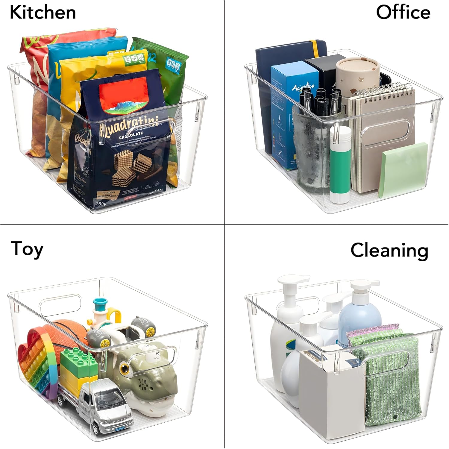Clear Plastic Storage Bins, 10 - Stackable Pantry Bin recensione e prezzo