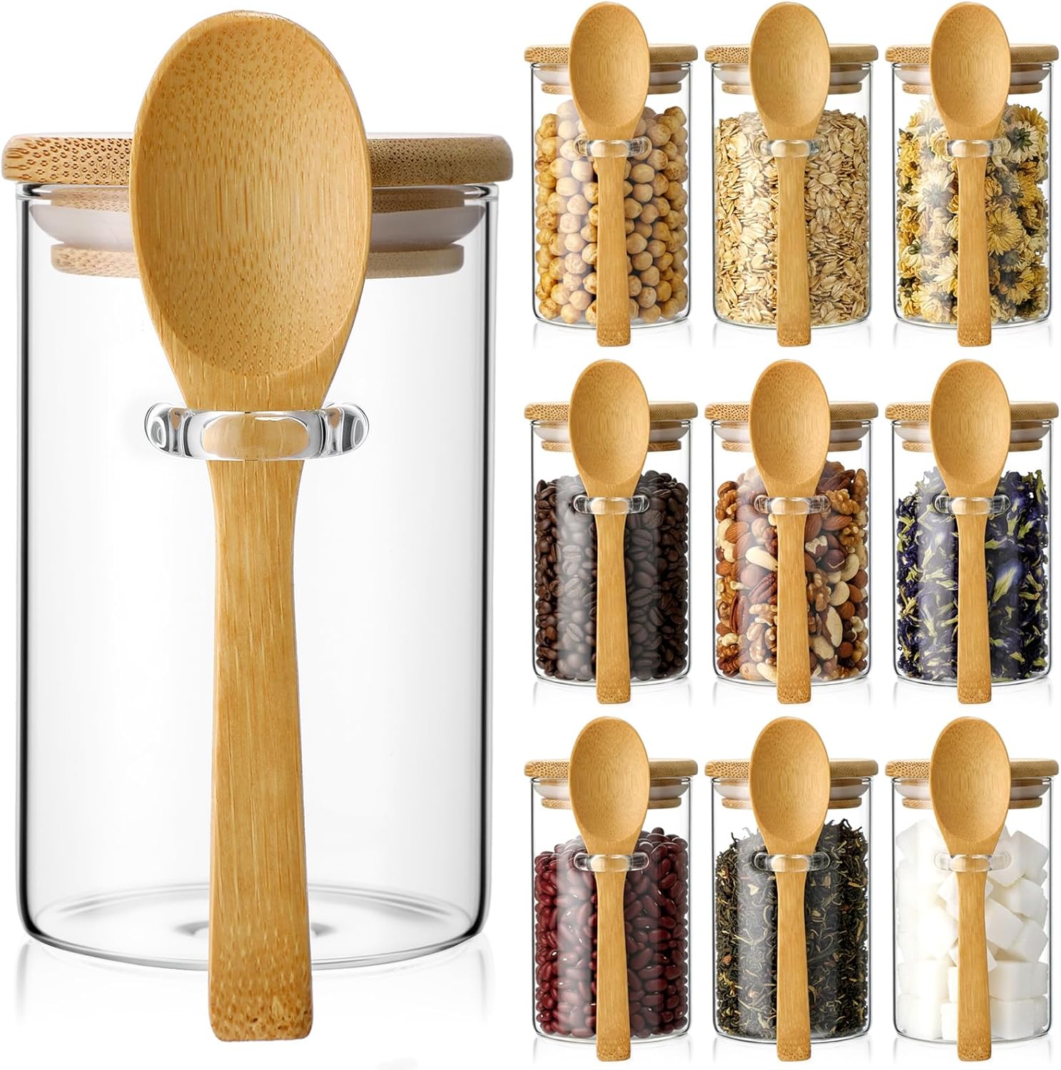 10 Pack Glass Jars with Bamboo - Food Storage Containers Set recensione e prezzo