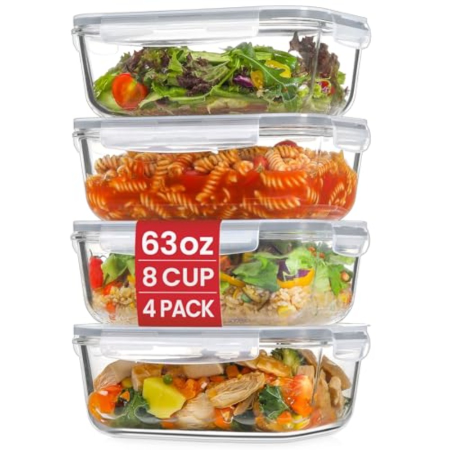 4 Pack 8 Cups/ 63oz Large Glas - Food Storage Airtight recensione e prezzo