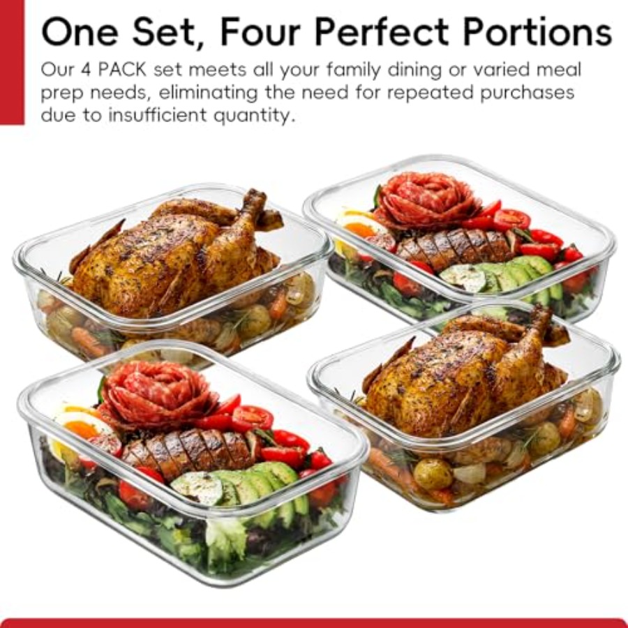 4 Pack 8 Cups/ 63oz Large Glas - Food Storage Airtight recensione e prezzo