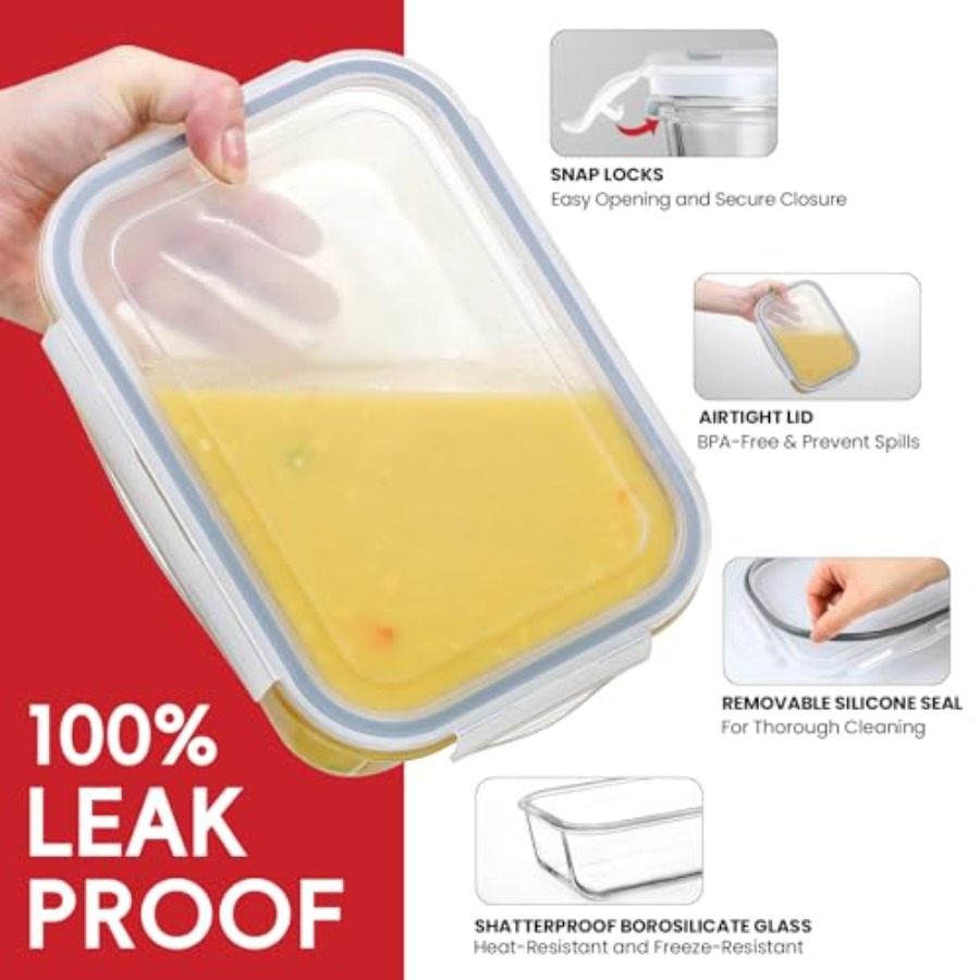 4 Pack 8 Cups/ 63oz Large Glas - Food Storage Airtight recensione e prezzo