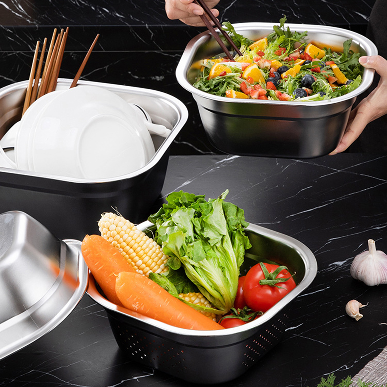 Stainless Steel Square Basin V - Food Storage Stainless Steel Containers recensione e prezzo