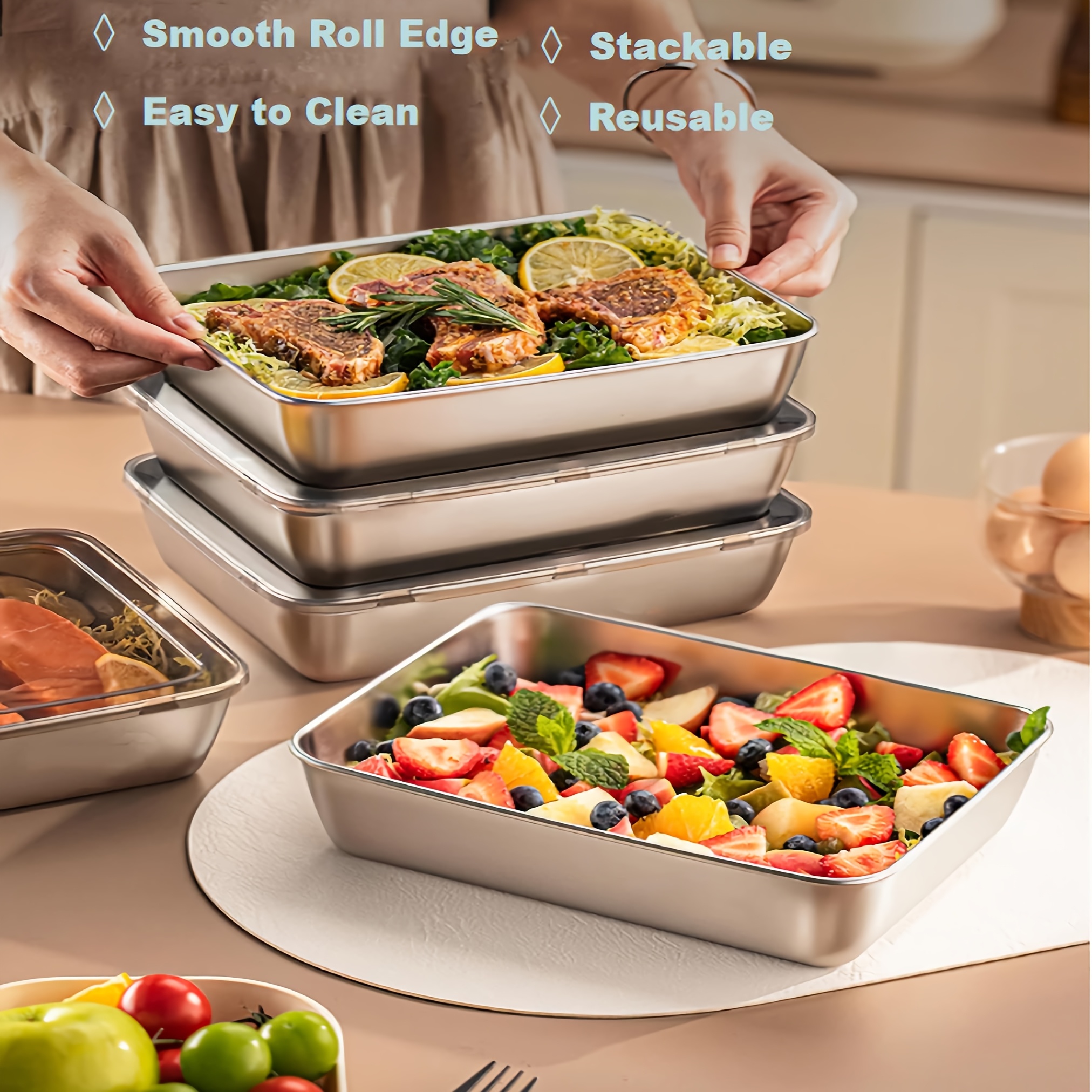 3pcs Stainless Steel Food Cont - Food Storage Box Stainless Steel recensione e prezzo