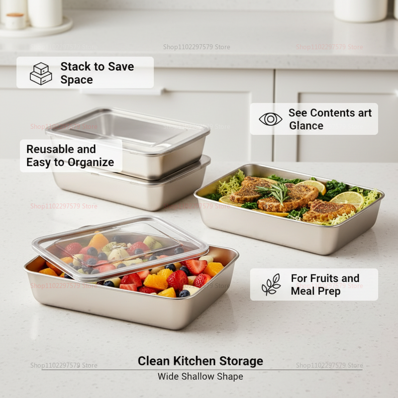 Plate Stainless Steel Food Con - Food Storage Stainless Steel Containers recensione e prezzo