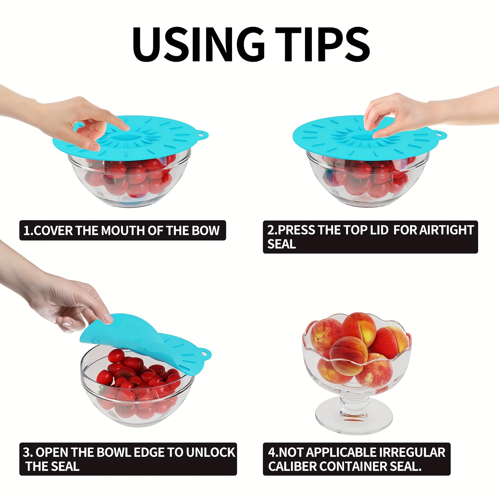 5-Piece Silicone Lids, Heat-Re - Food Storage With Colander recensione e prezzo