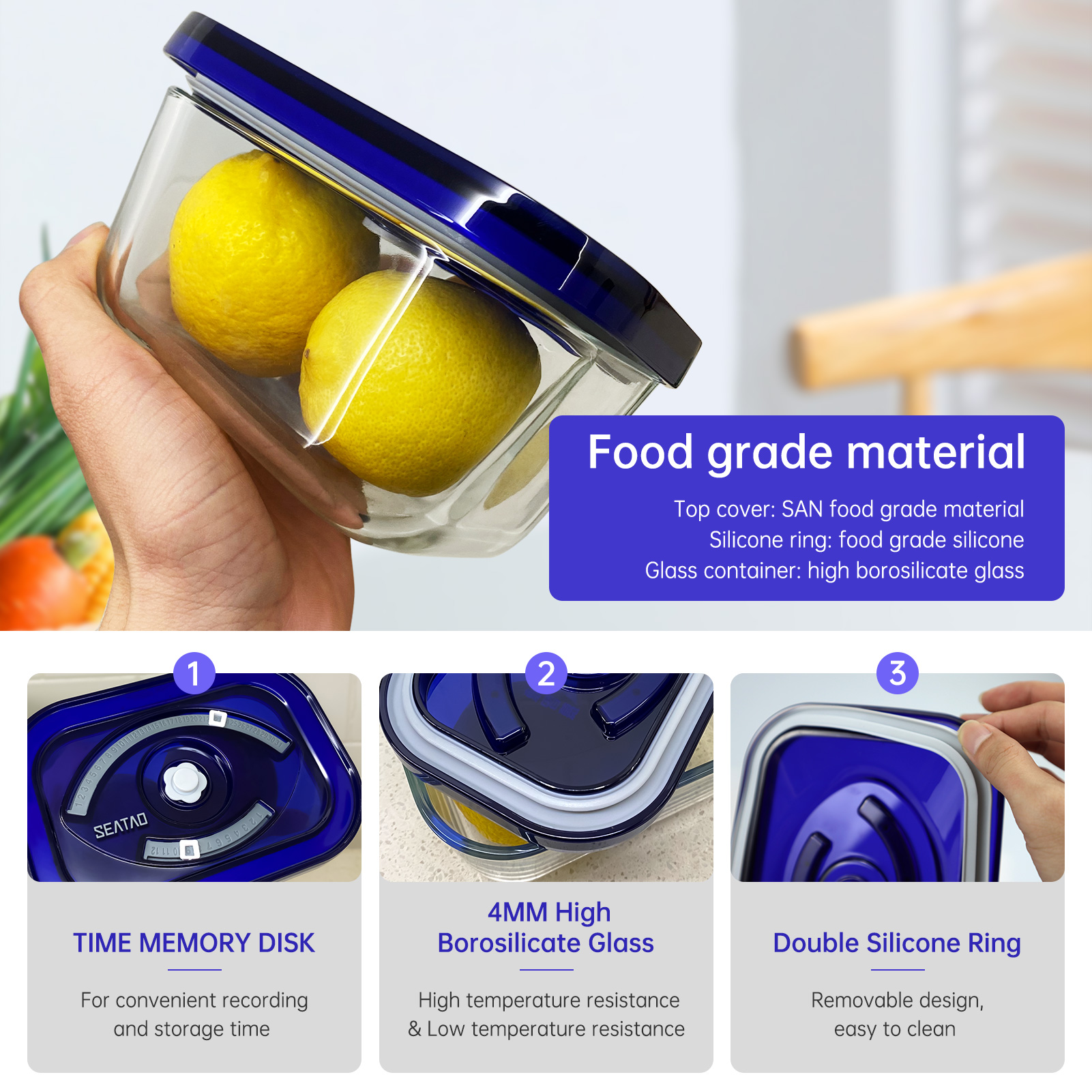 SEATAO Glass Food Storage Cont - Food Storage With Colander recensione e prezzo