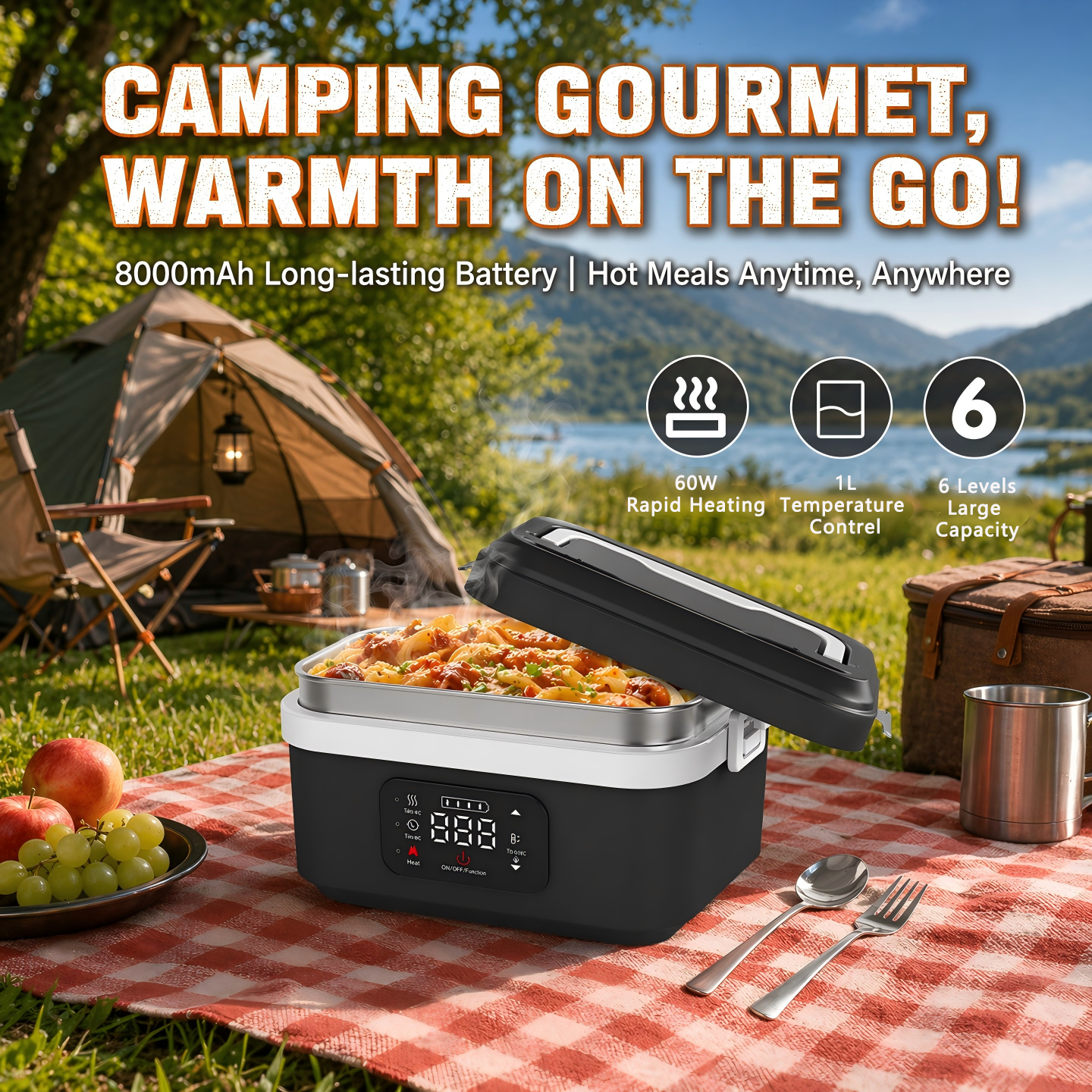Wireless Heated Lunch Box, 60W - Food Storage Box Stainless Steel recensione e prezzo