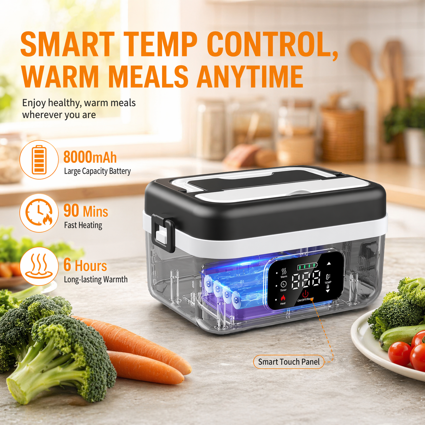 Wireless Heated Lunch Box, 60W - Food Storage Box Stainless Steel recensione e prezzo