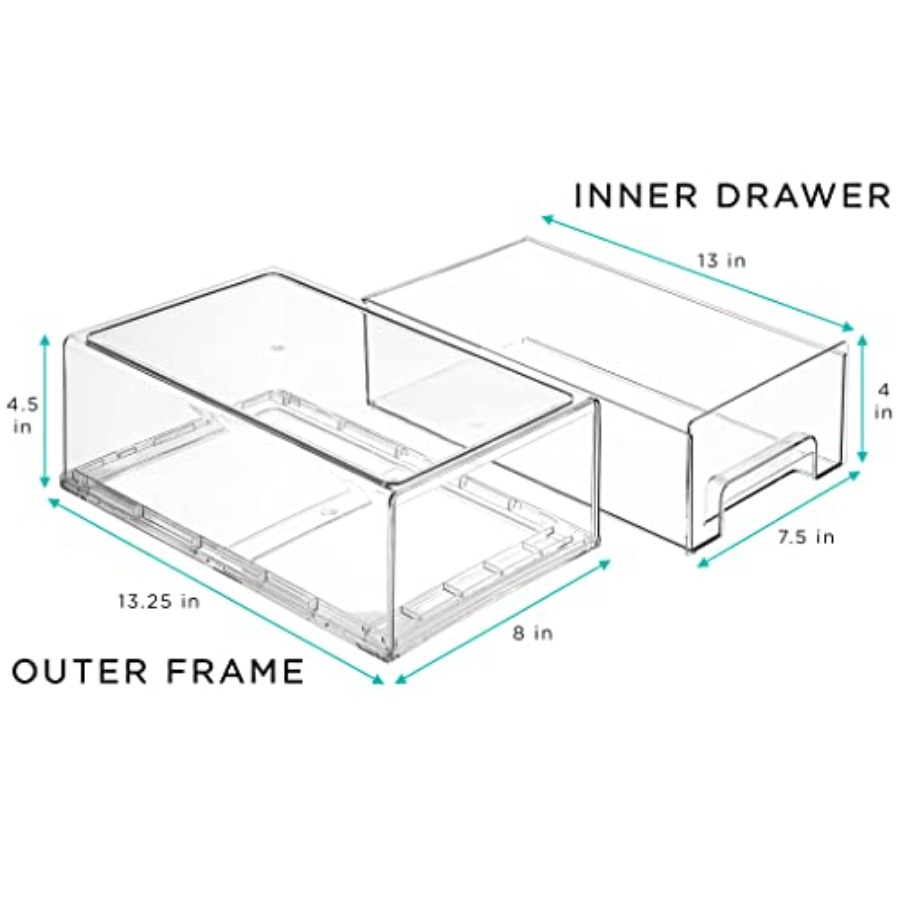 Clear Plastic Organizer Bins w - Stackable Pantry Bin recensione e prezzo